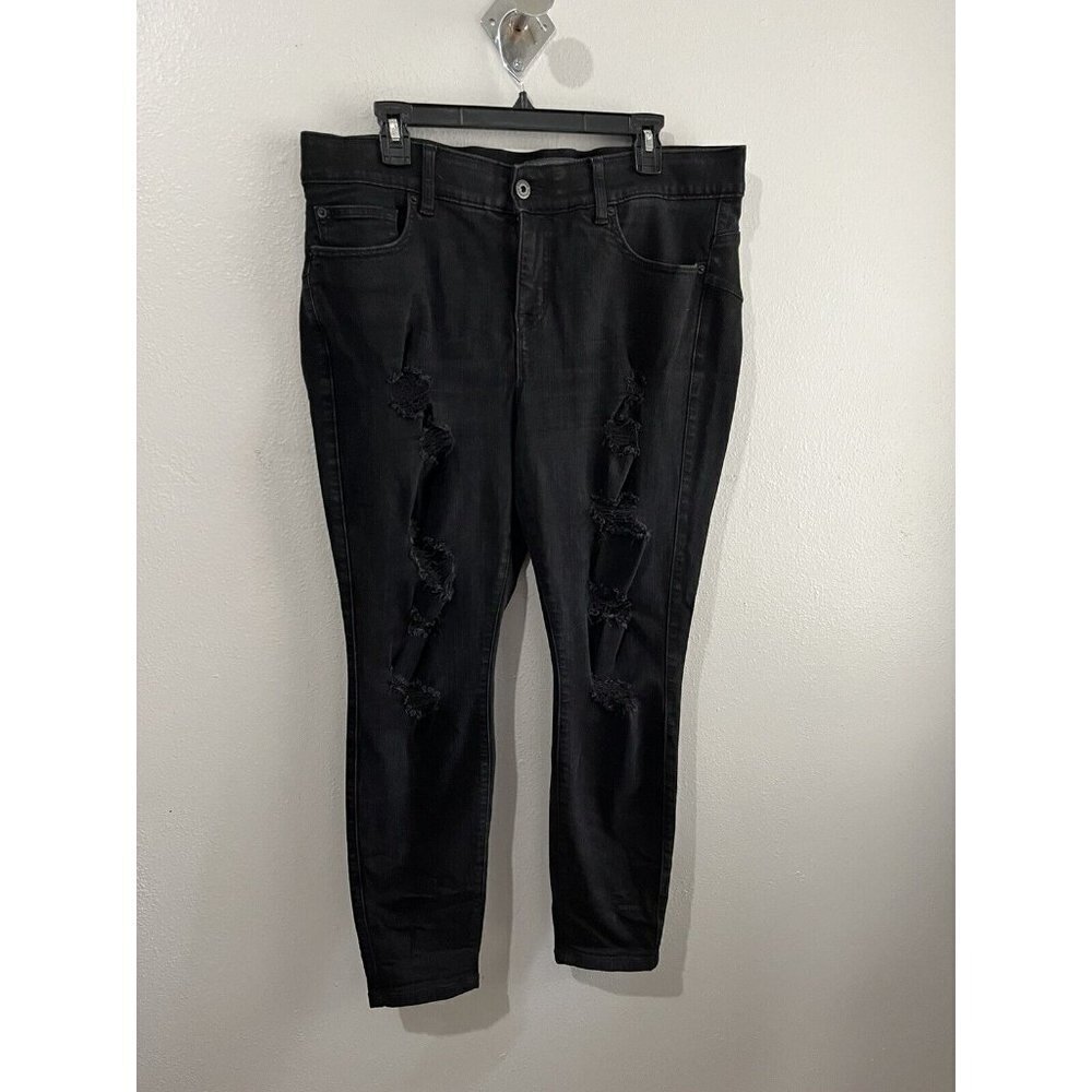 Torrid Jeans Women 18S Bombshell Skinny Premium Distressed Denim Black